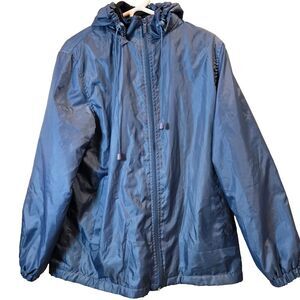 Totes Mens‎ Blue Coat Sz M Zip Front and Hood Warm Lining Pockets Out and Inside